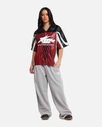 Loiter Vegan Leather Football Top Red/Black