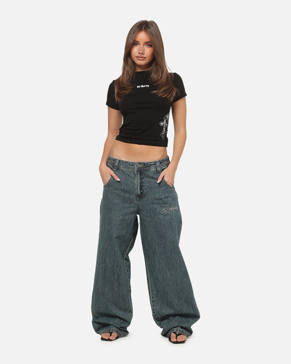 Ed Hardy Dragon Ultra Wide Jeans Mid Blue