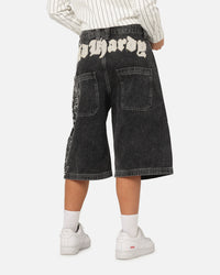 Ed Hardy Women's Distressed Logo Jorts Black