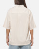 Vouseti Full Court Button Up Shirt Latte White Stripe