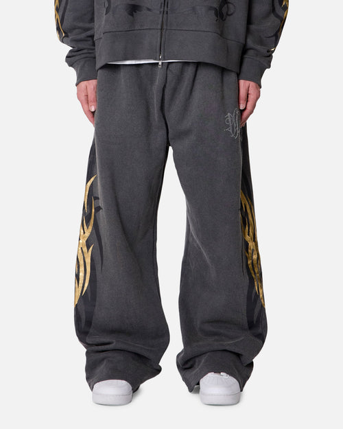 MNML Gold Foil Tribal Sweatpants Washed Black