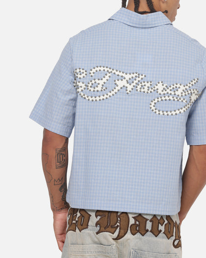 Ed Hardy Vandal Button Up Shirt Blue Check