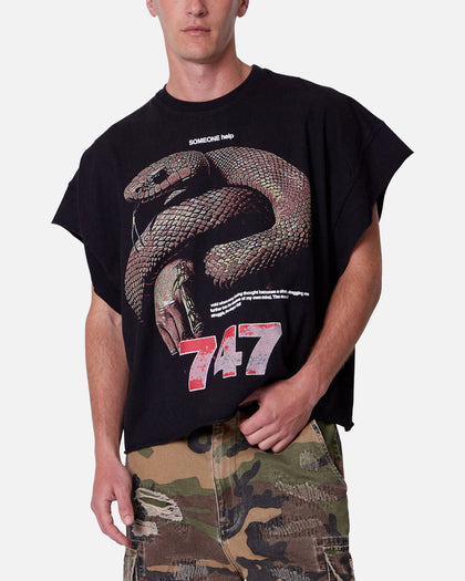 MNML Snake Cutoff Muscle T-Shirt Vintage Black