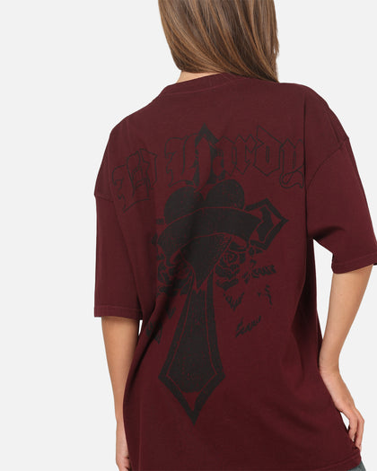 Ed Hardy Sacred Heart T-Shirt Burgundy