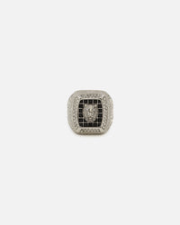 Guess Mainline 14mm Lion Pave Signet Ring Silver