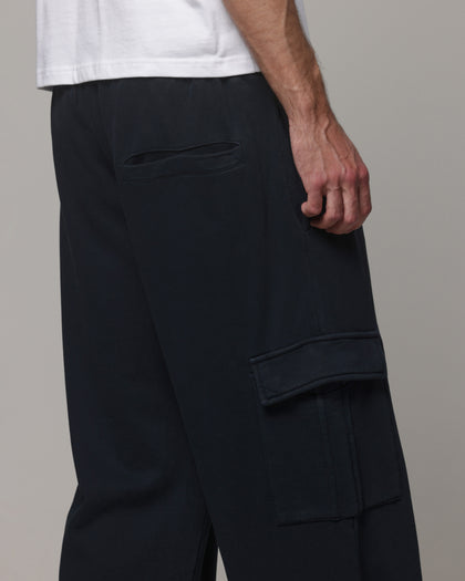 American Thrift Cargo Wide Leg Track Pants Washed Black