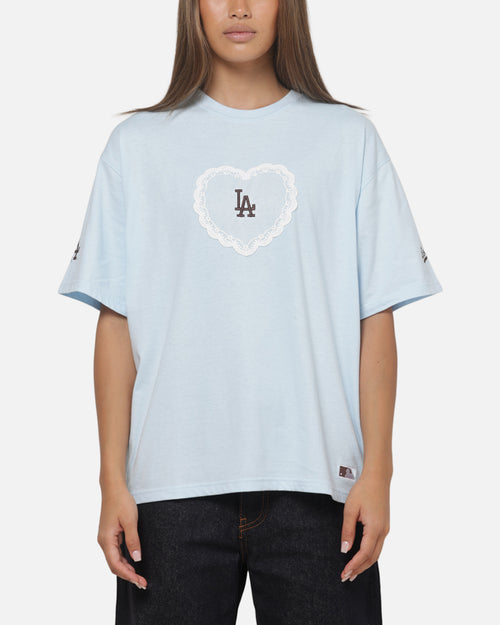 Majestic Athletic Women's Los Angeles Dodgers Heart Applique Oversized T-Shirt Baby Blue