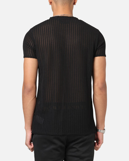 Sik Silk Textured Muscle Fit T-Shirt Black