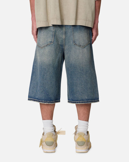 MNML Ultra Baggy Crystal Denim Shorts Blue