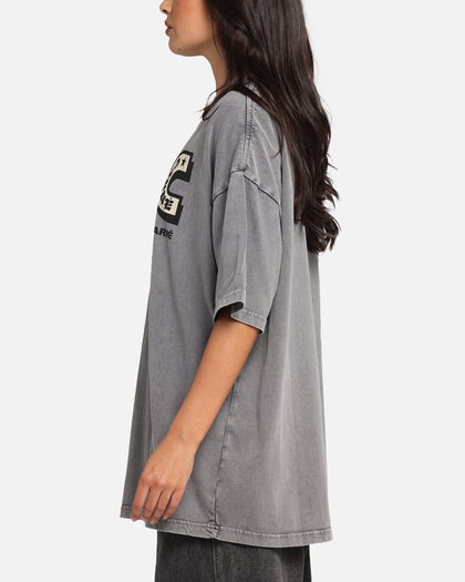 Carre Sacred Letter Mock Neck T-Shirt Washed Charcoal