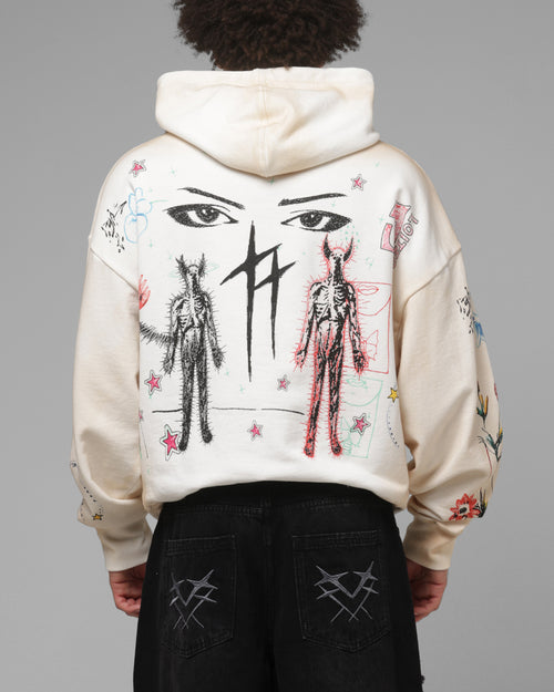 Loiter Hand Drawn Hoodie Off White
