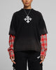Loiter Layered Flannel T-Shirt Black/Red