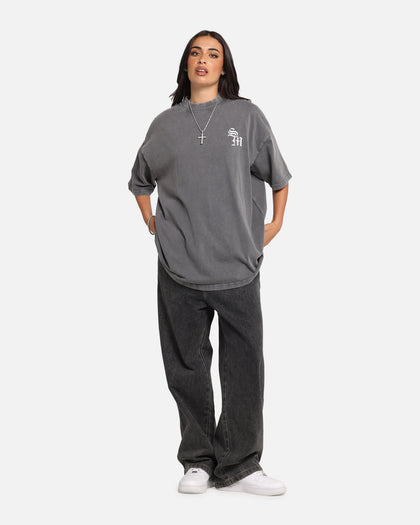 Saint Morta Redemption Mock Neck T-Shirt Washed Charcoal