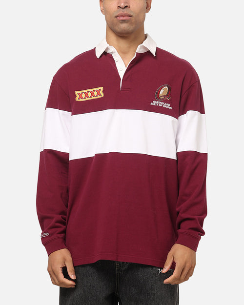 Mitchell & Ness Queensland Maroons Panelled Rugby Shirt Maroon