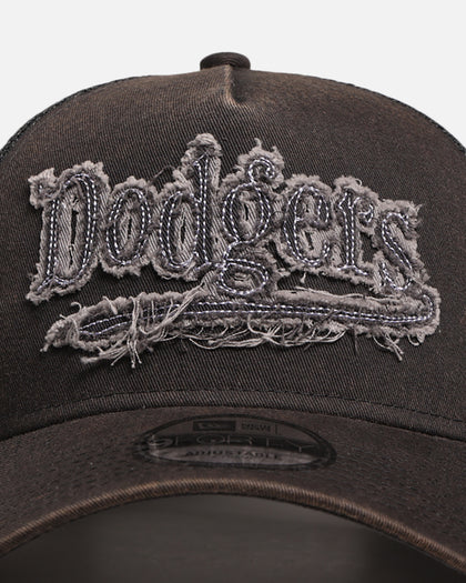 New Era Los Angeles Dodgers 'Washed Fray' 9FORTY A-Frame Trucker Snapback Washed Grey