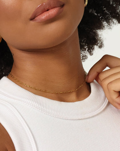 Raising Hell Women's Customisable Long Cable Necklace Gold