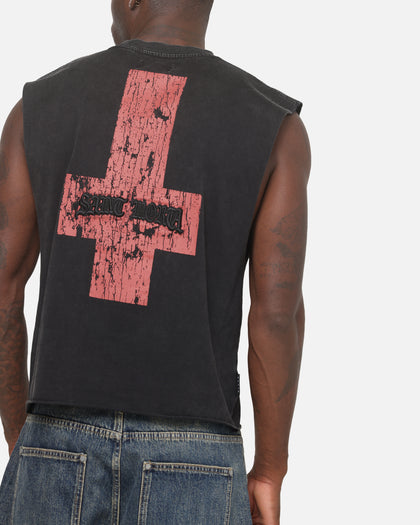 Saint Morta Saints Marked Cut Off Muscle T-Shirt Washed Black