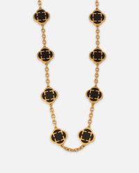 Saint Morta Onyx Clover Necklace Gold
