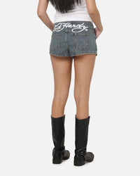 Ed Hardy Women's Signature Mini Shorts Mid Blue