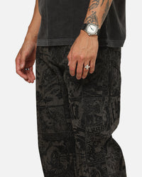 X-Large Comic Denim Pants Black
