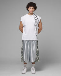 Loiter Impact Satin Shorts Grey Distressed Camo