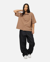 Carre Grid Button Up Shirt Brown-Plaid