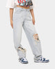 MNML Women's Baggy Distressed Jeans Vintage Blue