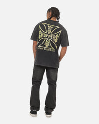 West Coast Choppers Camo Cross T-Shirt Black Acidwash