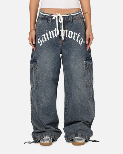 Saint Morta Gothic Denim Cargo Pants Dirty Denim