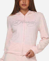 Ed Hardy Women's Rhinestone Cropped Hoodie Pink
