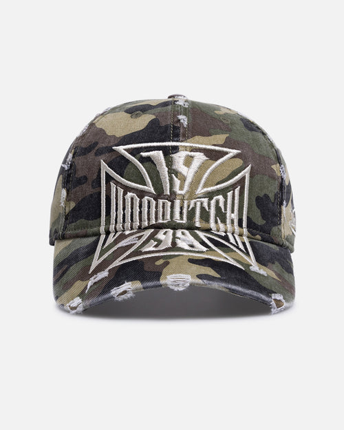 Von Dutch Cross Distressed Strapback Cap Camo