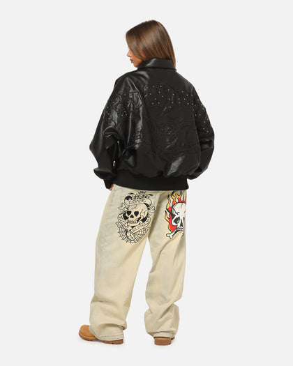Ed Hardy Studded Bomber Jacket Black