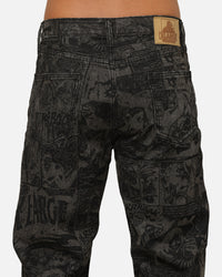 X-Large Comic Denim Pants Black