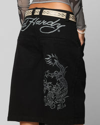 Ed Hardy Dragon Jorts Black