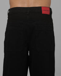 Loiter Double Knee Star Born Jeans Black