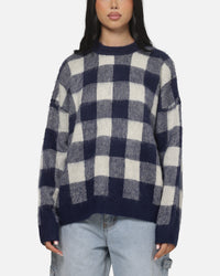 Carre Ombre Knitted Jumper Navy Plaid