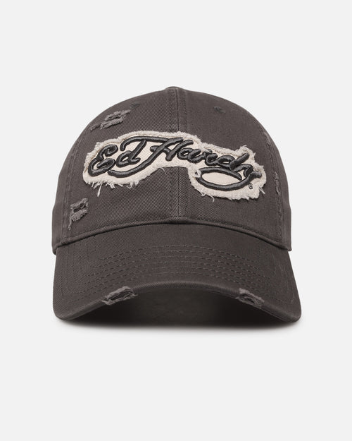 Ed Hardy Distressed Strapback Cap Washed Black