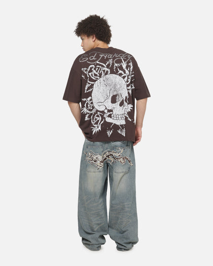 Ed Hardy Cyber Skull T-Shirt Chocolate
