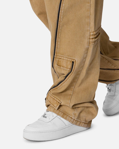 MNML Ultra Baggy Grid Lock Denim Pants Brown