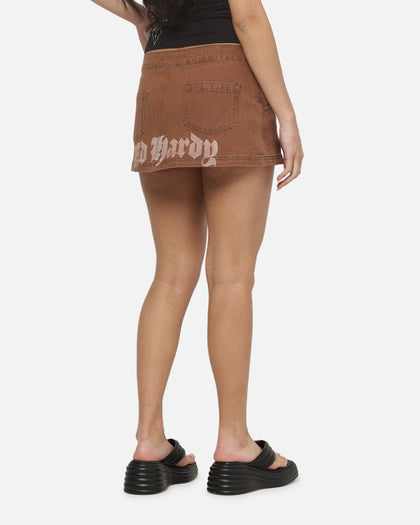 Ed Hardy Women's Waxed Denim Skirt Dirty Denim