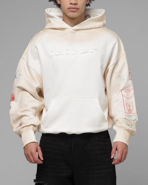Loiter Hand Drawn Hoodie Off White