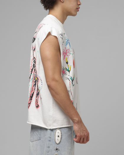 Loiter Hand Drawn Muscle T-Shirt Off White