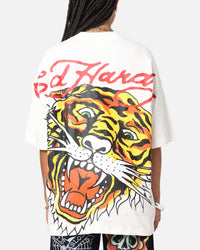 Ed Hardy Tiger Oversized Print T-Shirt Off White