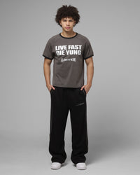 Loiter Live Fast Ringer T-Shirt Black