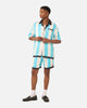 99 Cabana Bowling Short Sleeve Button Up Shirt Light Blue/Off White