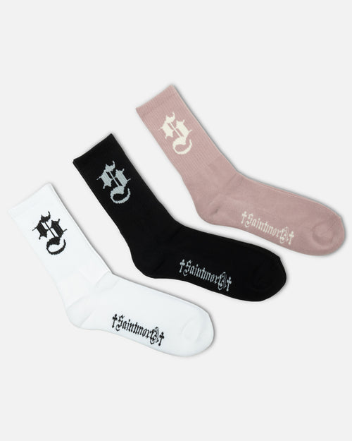 Saint Morta Scripted Crew Socks 3 Pack Multi
