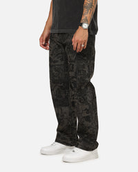 X-Large Comic Denim Pants Black