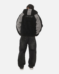 Carre Cream Sherpa Hood Zip Jacket Black