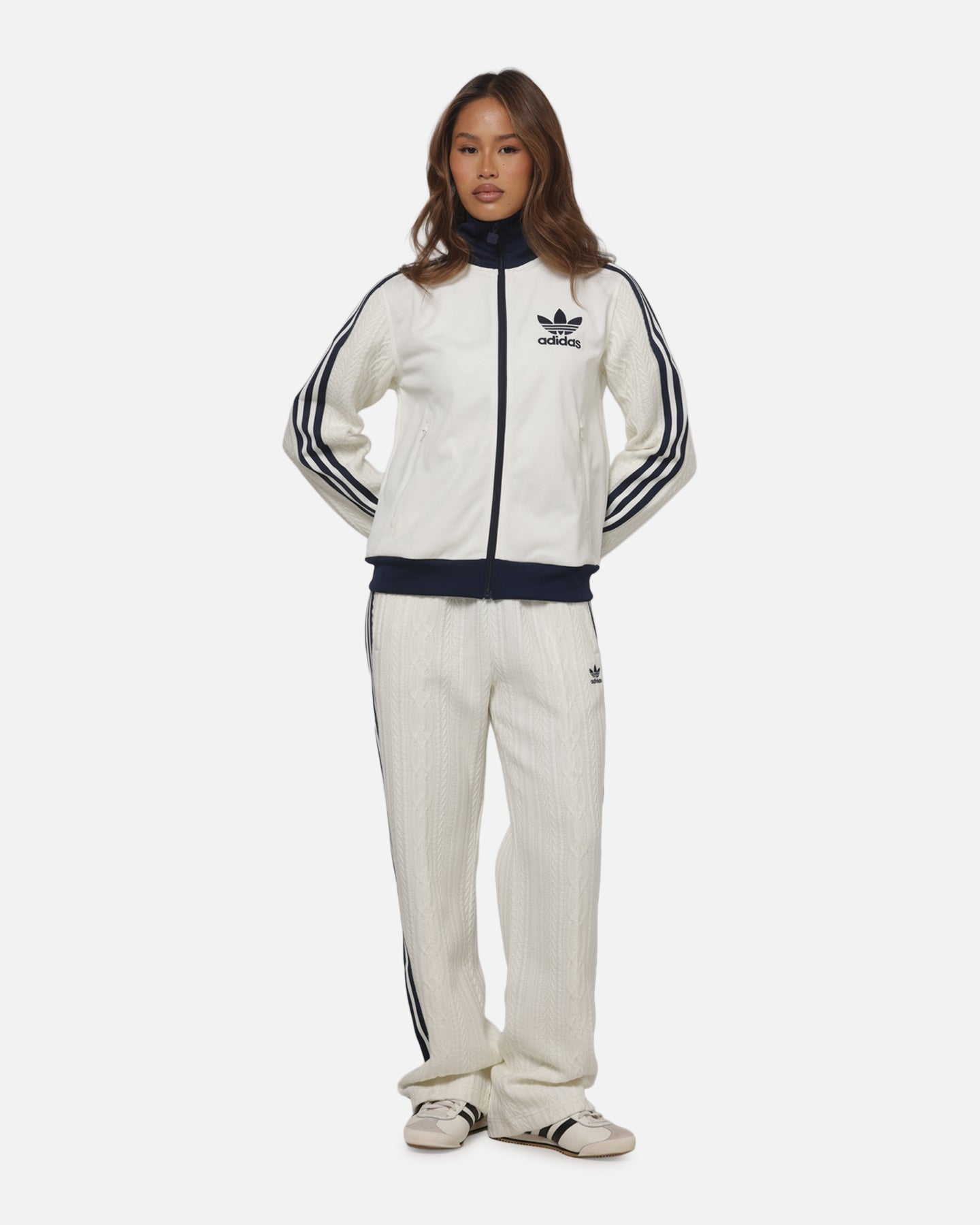 Adidas Women's Knit Classic Track Top Off White | Culture Kings NZ