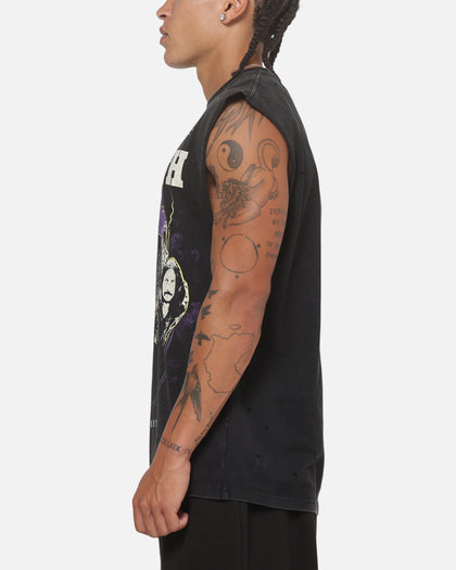Saint Morta X Black Sabbath Cross Oversized Muscle Tee Washed Black